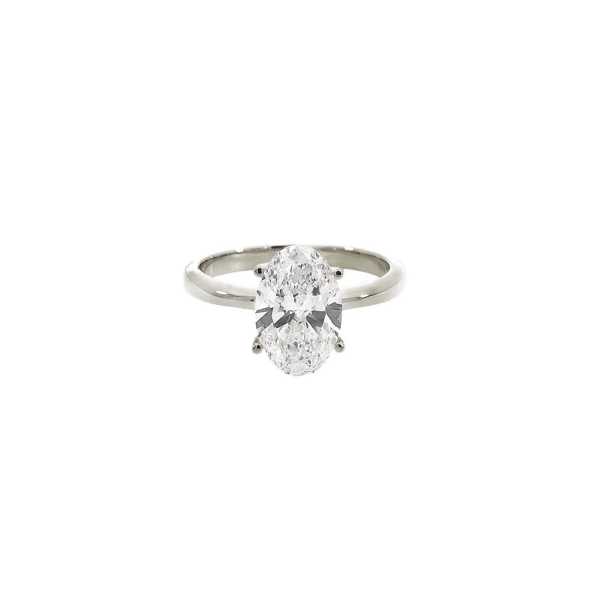 14K White Gold Lab Grown Oval Cut Diamond Solitaire Ring