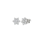 14K White Gold Floral Cluster Stud Earrings with Lab Grown Diamonds