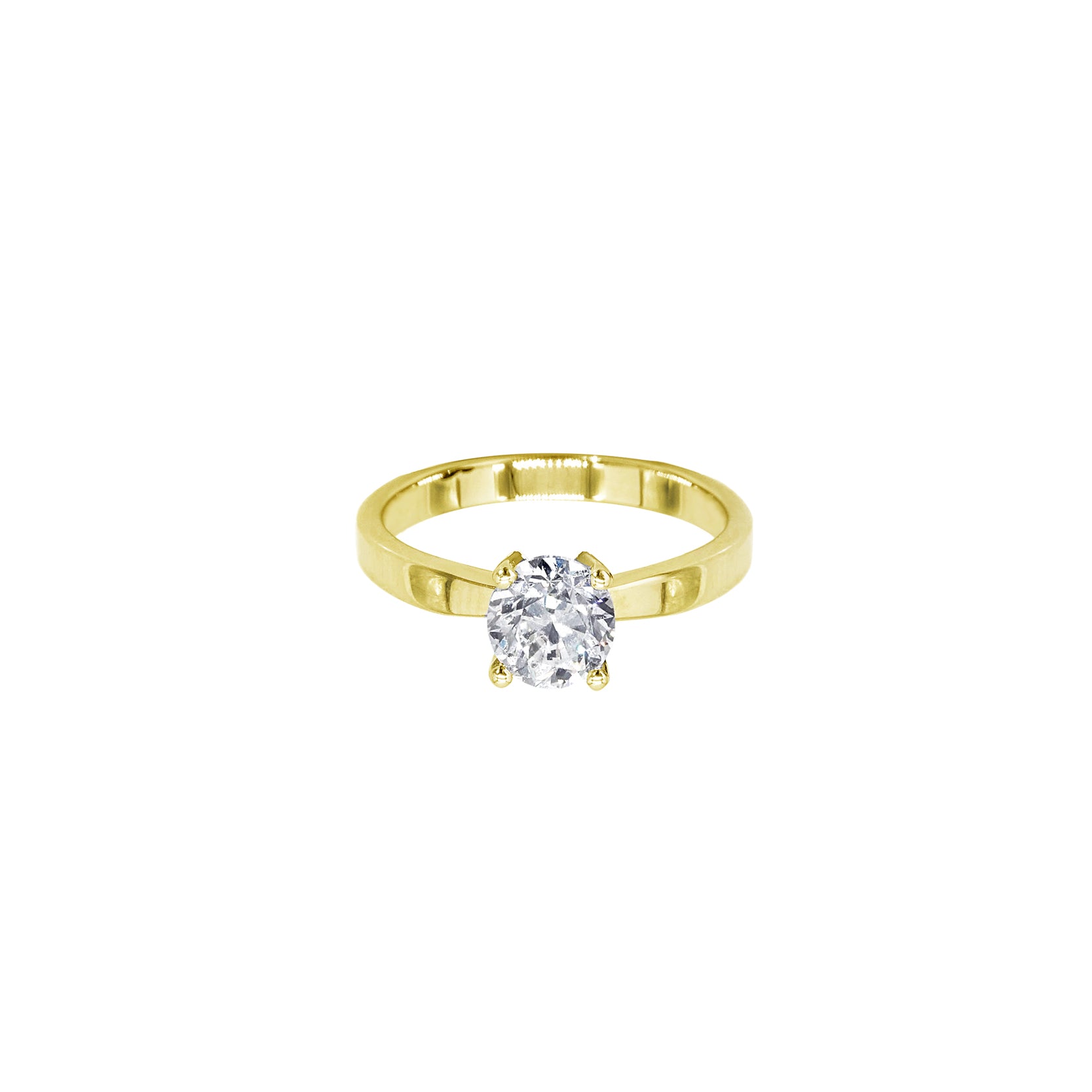 14K Yellow Gold Lab Grown Solitaire Diamond Ring