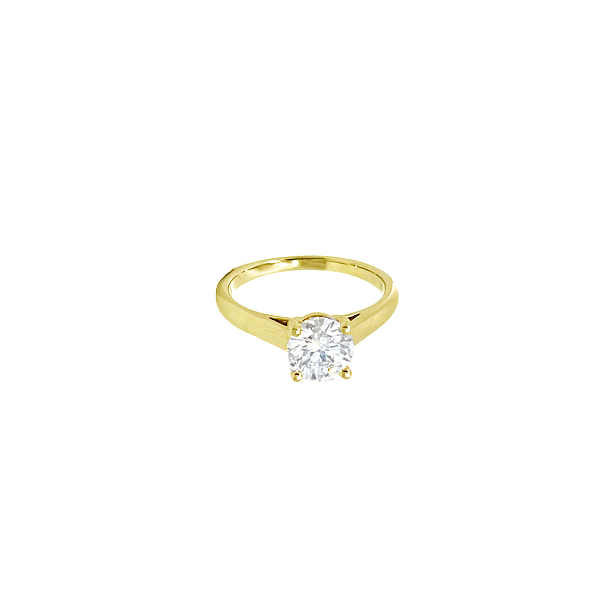 14K Yellow Gold Lab Grown Solitaire Diamond Ring with Cathedral Setting