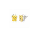18K White Gold Fancy Yellow Cornered Rectangular-Cut Lab Grown Diamond Stud Earrings