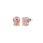 18K White Gold Fancy Pink, Emerald Cut, Lab Grown Diamond Stud Earrings