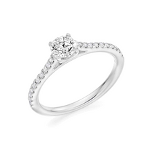 Load image into Gallery viewer, Image: This Classic Solitaire Ring is crafted with 14 white gold featuring a .43-carat diamond center in VVS2, color J and 20 pieces of .37-carat total weight side stones with a clarity grading of VS-SI and in the color G-H. Available at My Diamond Philippines
