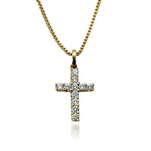 Load image into Gallery viewer, My Diamond Philippines The Diamond Cross Pendant with Bale is crafted with 14K yellow gold and features 11 pieces of 0.10-carat diamonds in total weight with a clarity grading VS-SI1 and combination of colors F to G.
