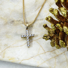 Load image into Gallery viewer, My Diamond Philippines The Diamond Cross Pendant with Bale is crafted with 14K yellow gold and features 11 pieces of 0.10-carat diamonds in total weight with a clarity grading VS-SI1 and combination of colors F to G.
