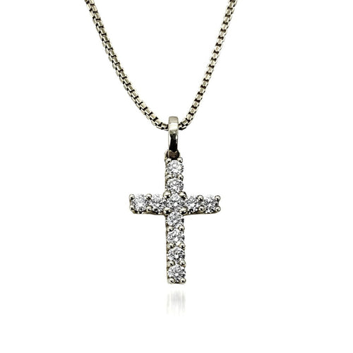 My Diamond Phiippines Cross Christian Pendant The Diamond Cross Pendant with Bale is crafted with 14K white gold and features 11 pieces of 0.32-carat diamonds in total weight with a clarity grading VS-SI1 and combination of colors F to G for christian gifts