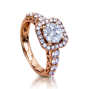 image: The Cushion-shaped Illusion Setting Halo Ring is crafted with 14K rose gold and features 39 pieces of 0.98-carat diamonds available at My Diamond Philippines