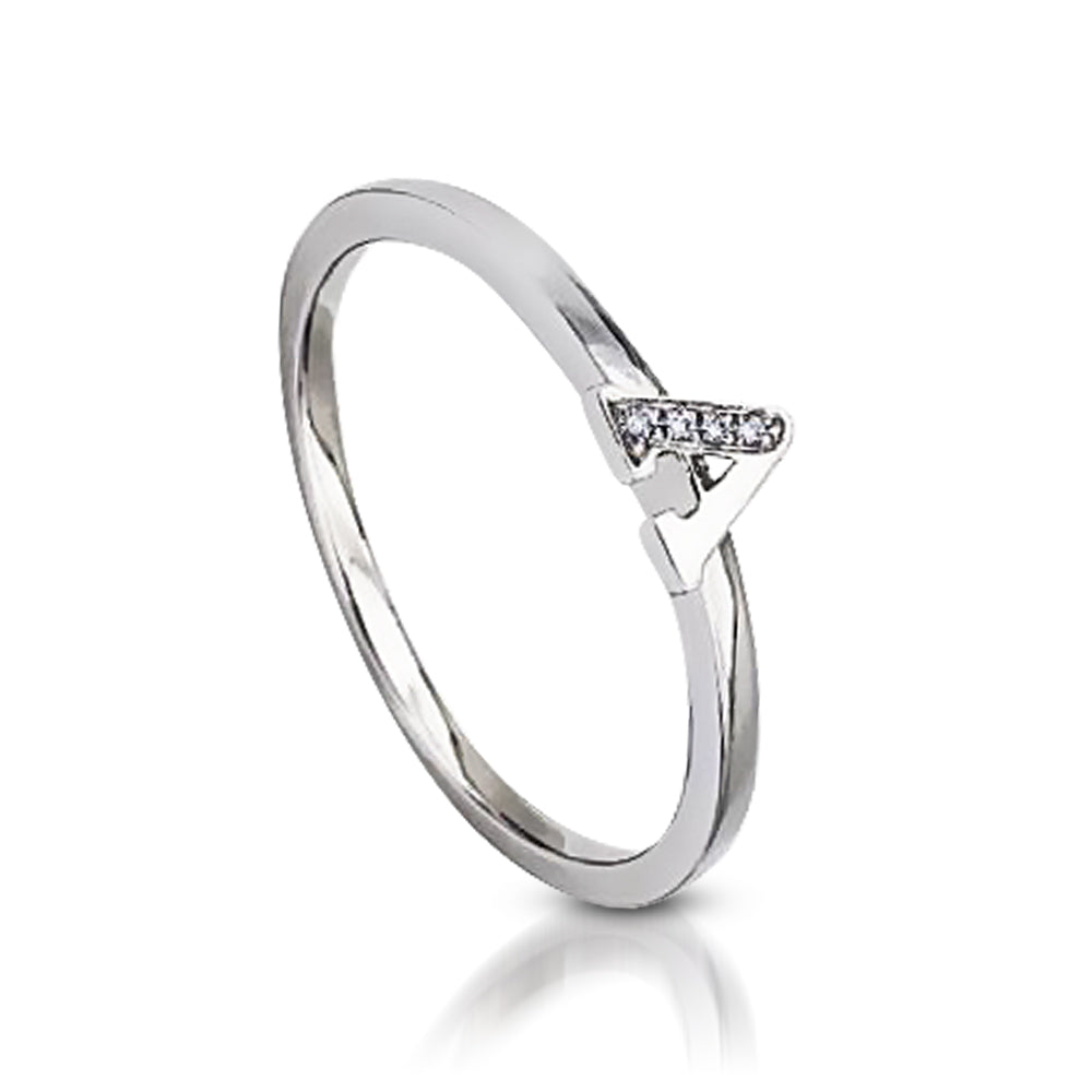 Diamond Letter A Initial Ring