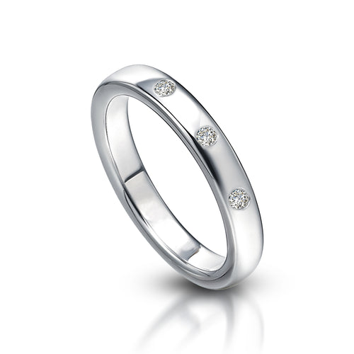 My_Diamond_Philippines_Three-Stone_Diamond_Wedding_Band The Three-Stone Diamond Wedding Band is crafted with 14K white gold featuring 3 pieces of .03-carat diamonds