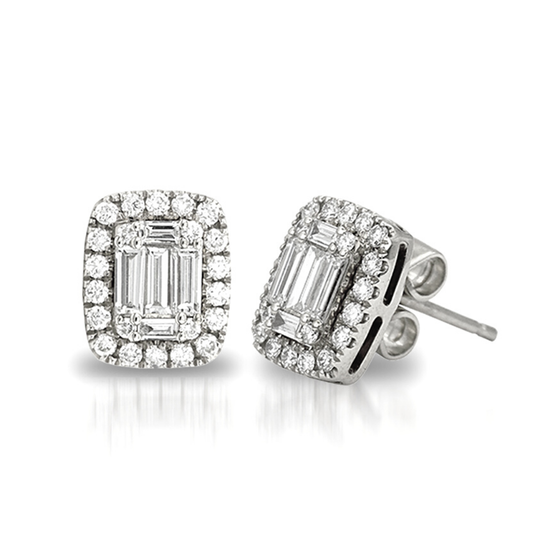 Emerald Shaped Illusion Stud Earrings MyDiamond.PH