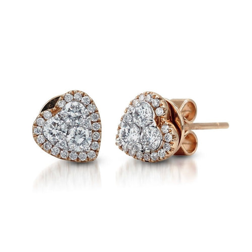 The Heart-Shaped Illusion Stud Earrings are crafted with 14K yellow gold that features 38 pieces of 0.14-carat diamonds in total weight with a clarity grading of VS-SI1 s and in the colors F to G.  Inclusive of My Diamond Jewelry Box and Jewelry Certificate