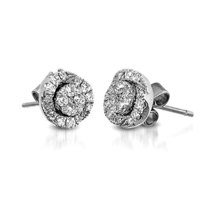 The Round-Shaped Halo 3-Way Stud Earrings are crafted with 14K white gold and feature 42 pieces of 0.53-carat diamonds in total weight with a clarity grading of VS-SI1 and a combination of colors F to G.  Inclusive of My Diamond Jewelry Box and Jewelry Certificate. Bride Accessories