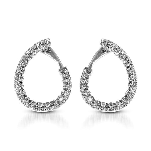 My Diamond Philippines The Asymmetrical Diamond Hoop Earrings are crafted with 14K white gold featuring 124 pieces of 0.66-carat diamonds in total weight with clarity grading VS2-S1 and in the color G.