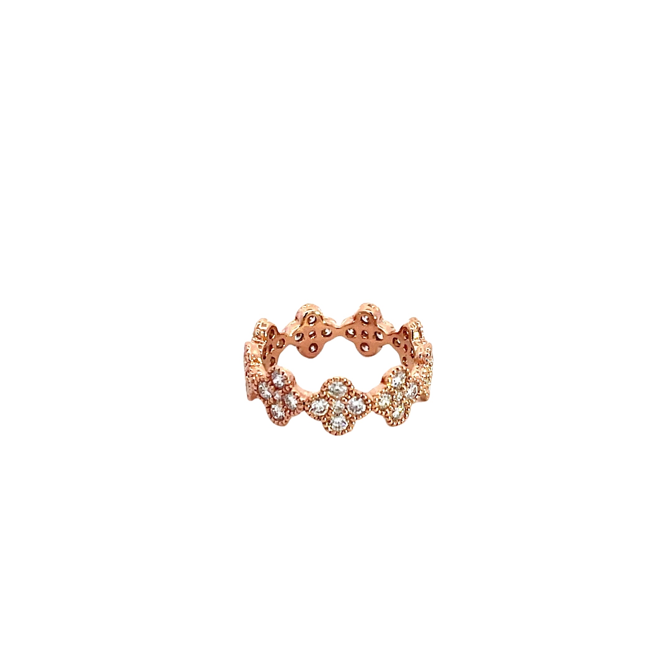 Floral 14K Rose Gold Diamond Eternity Ring