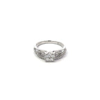 14K White Gold Illusion Ring with Split Shank and 81 Diamonds
