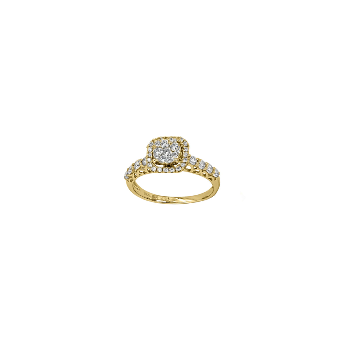 14K Yellow Gold Cushion-Shaped Illusion Setting Halo Ring
