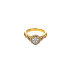 14K Yellow Gold Halo Twist Illusion Ring with 71 Diamonds