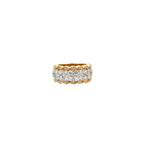 14K Yellow Gold Half Eternity Double Row Pave Ring with 55 Diamonds