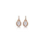 14K Rose Gold Oval Halo Drop Earrings with 96 Diamonds