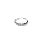 14K White Gold Half Eternity Vintage Style Ring with Milgrain Detailing