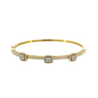18K Yellow Gold Cushion Bangle with 129 Diamonds