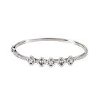 14K White Gold 5 Flower Slide Bangle Bracelet with 172 Diamonds