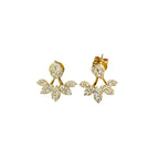 14K Yellow Gold Leaf-Inspired Diamond Jacket Earrings