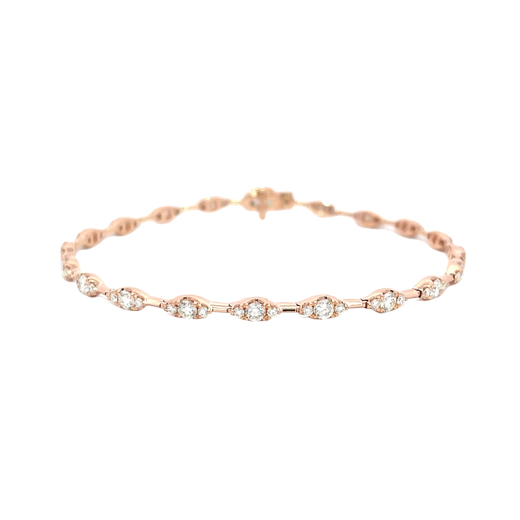 14K Rose Gold Marquise Illusion Diamond Eternity Bracelet