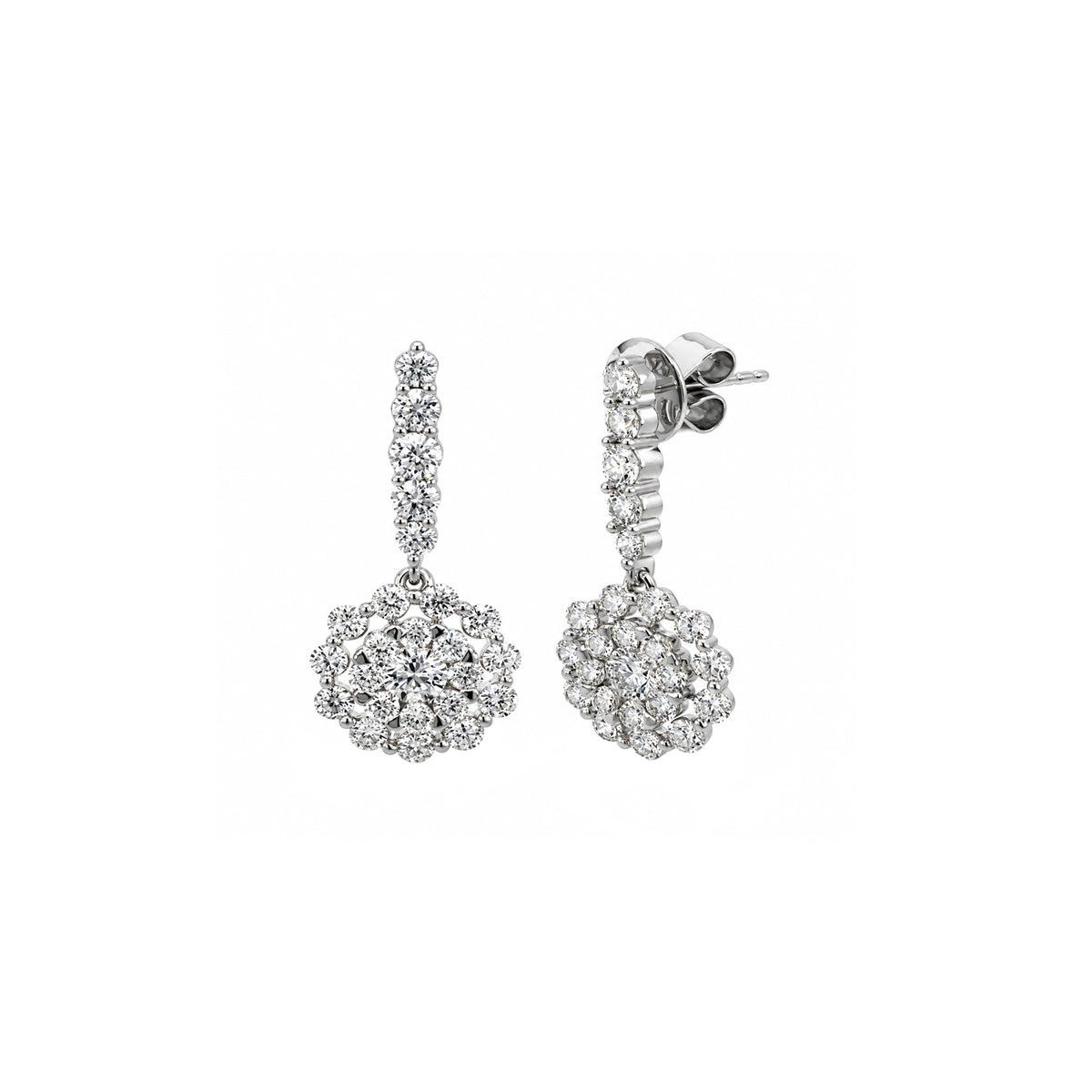 14K White Gold Lace-Inspired Diamond Drop Earrings