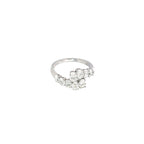 18K White Gold Open Ring with Oval Cut Diamonds