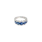 18K White Gold Sapphire and Diamond Ring with Scalloped Edging
