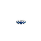 18K White Gold Sapphire and Diamond Ring with Scalloped Edging