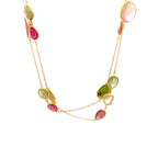 18K Yellow Gold Station Necklace with 21 Fancy Sapphires
