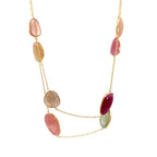18K Yellow Gold Station Necklace with 11 Fancy Sapphires