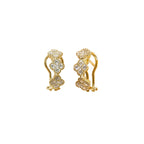 14K Yellow Gold Clover Style Latch Back Earrings with 30 Diamonds