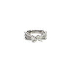 14K White Gold Twin Pear Diamond Cluster Ring with Triple Split Shank and Pave Side Stones