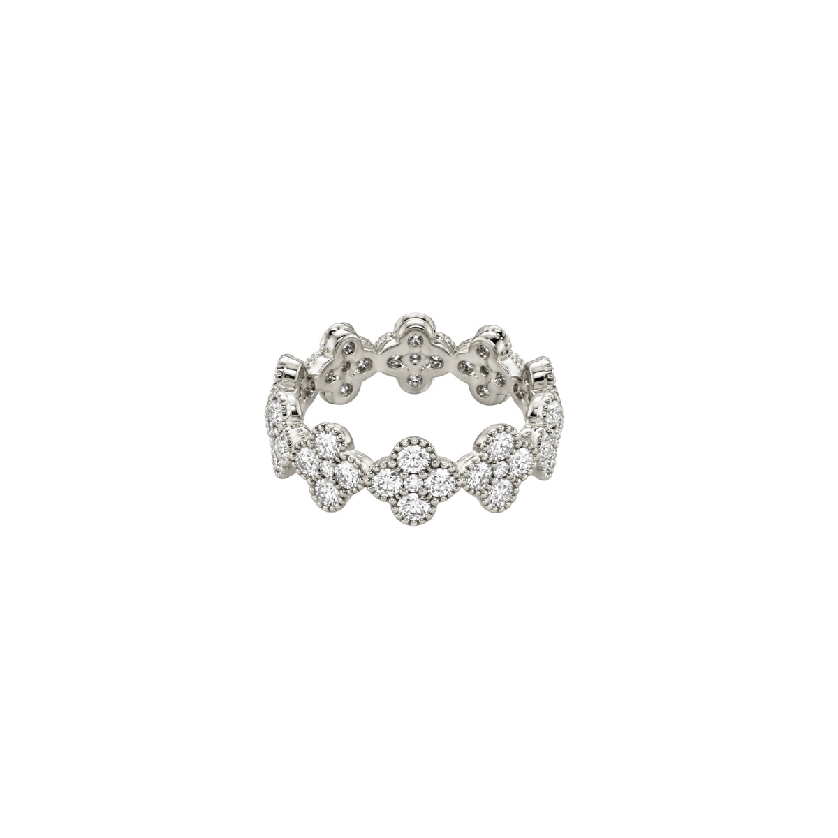 Floral 14K White Gold Diamond Eternity Ring