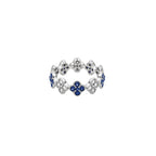 Floral 14K White Gold Sapphire and Diamond Eternity Ring