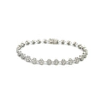 14K White Gold Diamond Clover Cluster Tennis Bracelet