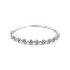 14K White Gold Diamond Clover Cluster Bangle Bracelet with 55 Diamonds