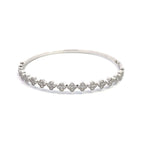 14K White Gold Diamond Clover Cluster Bangle Bracelet with 75 Diamonds