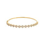 14K Yellow Gold Diamond Clover Cluster Bangle Bracelet with 75 Diamonds