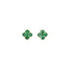 14K Yellow Gold Emerald Clover Studs with Milgrain Detailing