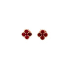 14K Rose Gold Ruby Clover Studs with Milgrain Detailing