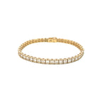 14K Yellow Gold Baguette and Round Diamond Emerald Illusion Tennis Bracelet