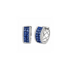 14K White Gold Sapphire and Diamond Hinged Hoop Earrings