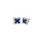 14K White Gold Sapphire and Diamond Star Stud Earrings