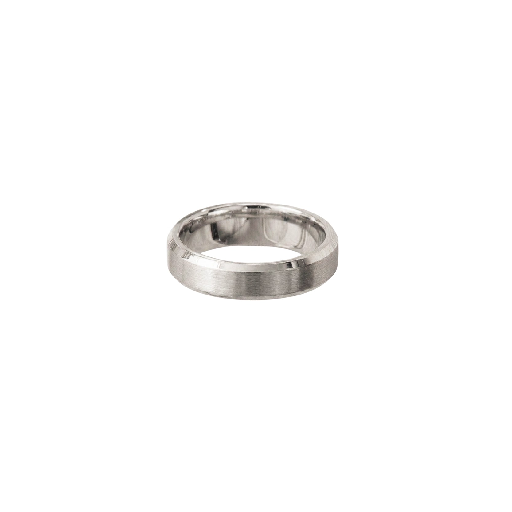 14K White Gold Matte Wedding Band with Polished Edges