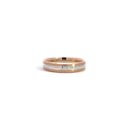 14K White Rose Gold Wedding Band with 1 Diamond