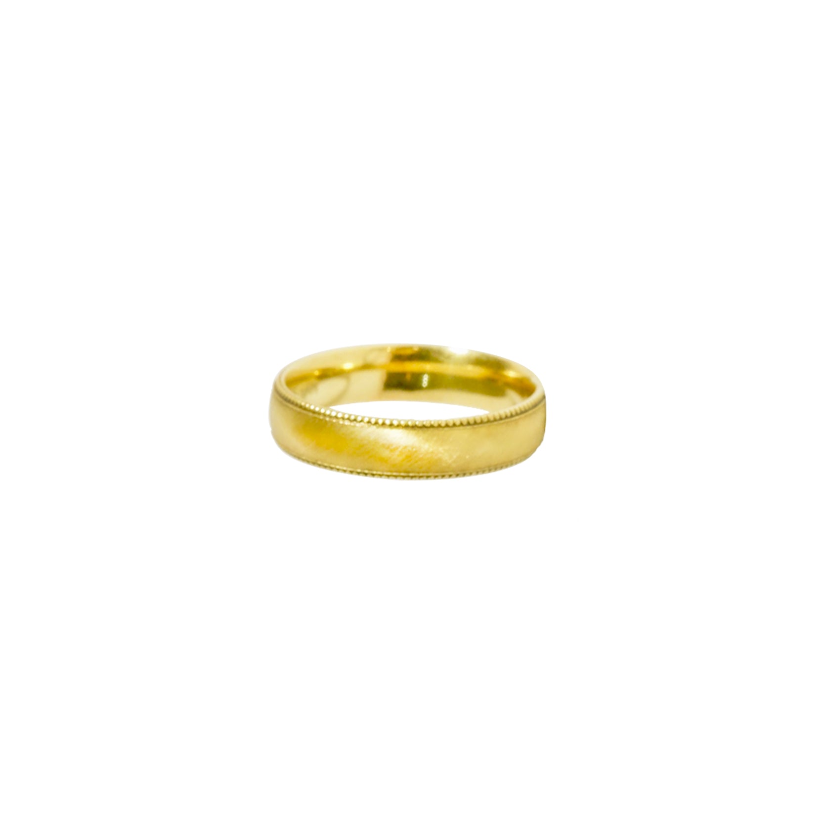 14K Yellow Gold Wedding Band with Milgrain Edging